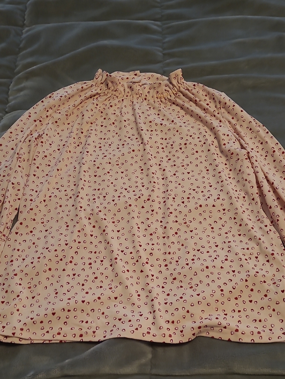 Adrianna Papell Pink Ruffle-Top Heart Print Blouse